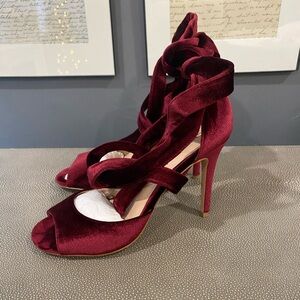Charles David Velvet Heels in Rich Burgundy
